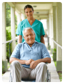 female caregiver and senior patient